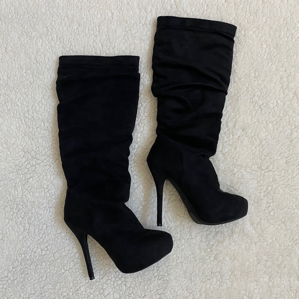 Knee High Heeled Black Boots